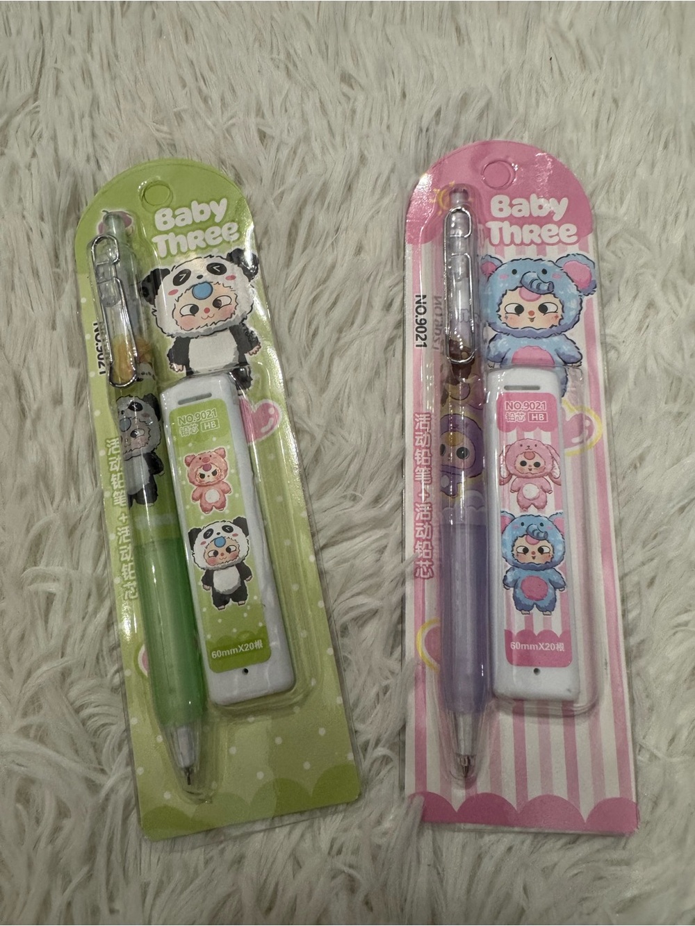 Baby Three panda and elephant set of 2 mechanical pencils with lead holder